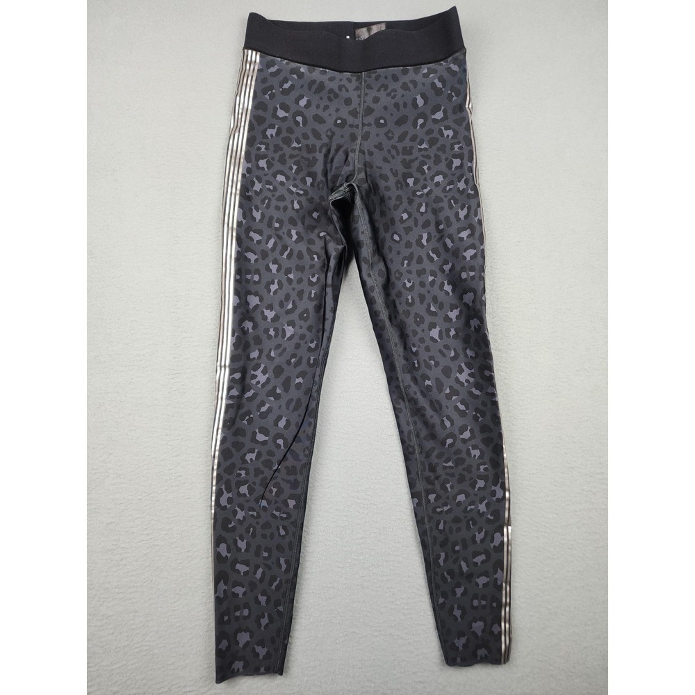 Ultracor Leggings Women S Black Leopard Print Ankle Stripe Yoga Gym Stretch READ
